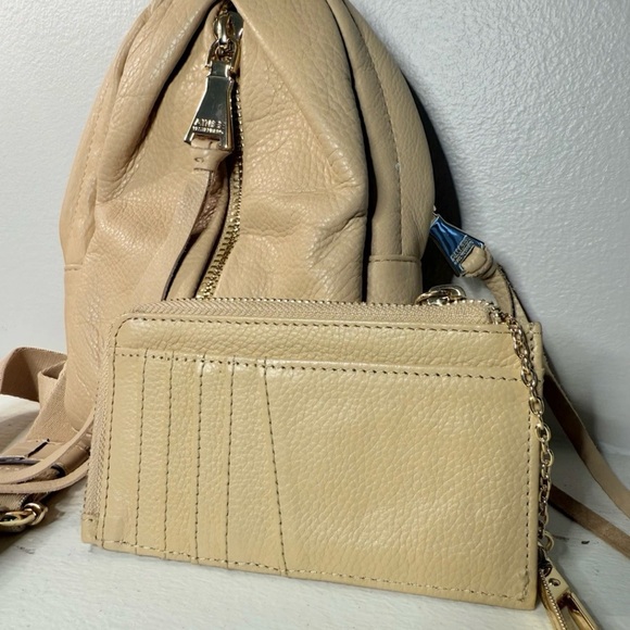 Aimee Kestenberg Mini Backpack & Wallet Set Beige Tan Leather Gold Hardware - Picture 5 of 10